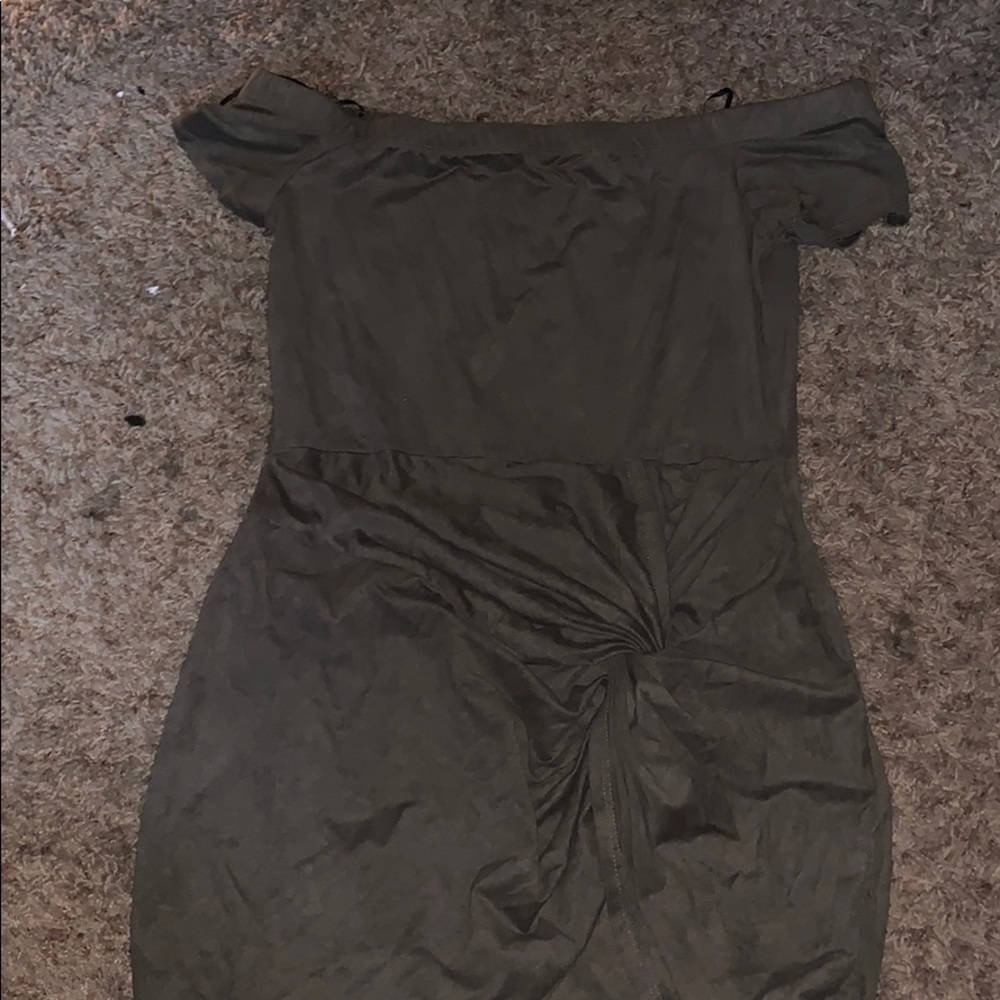 Velvet Olive Green Mini Dress